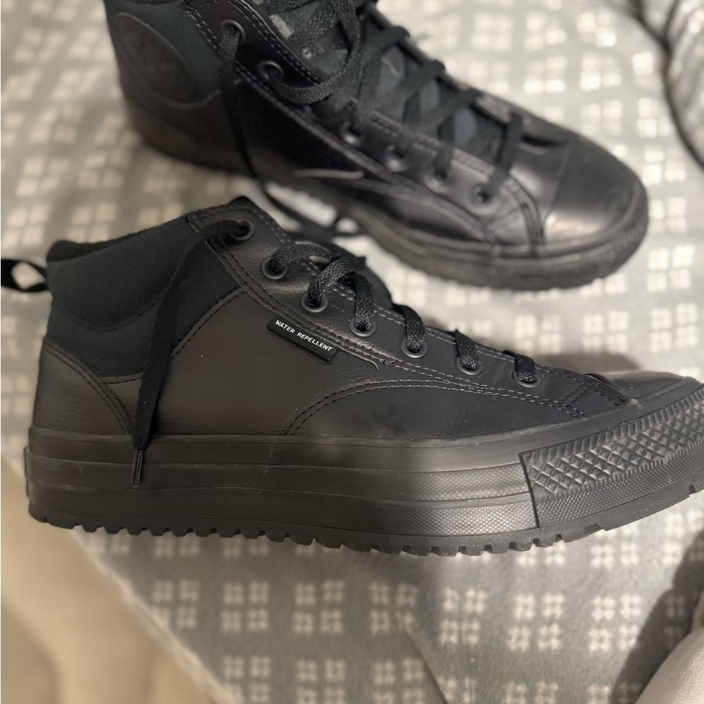Converse Black Leather High-Top Sneakers